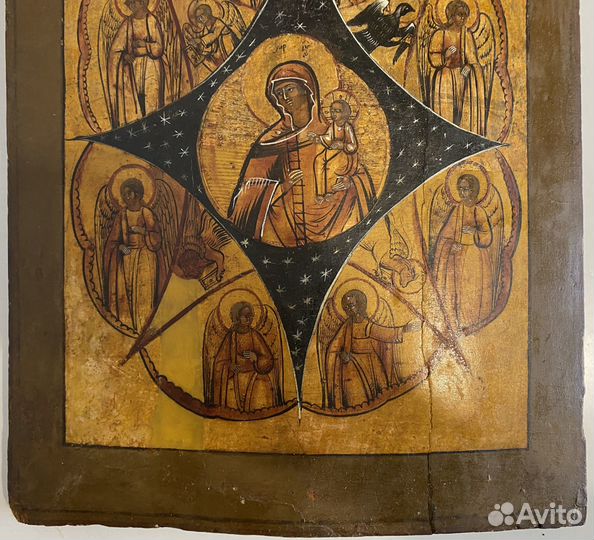 Старинная икона Неопалимая купина 19 век