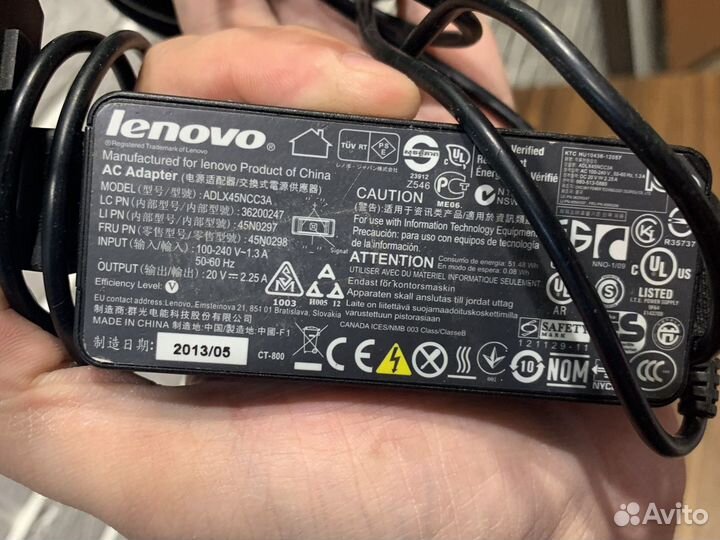 Оригинальный блок питания Lenovo 20v 2.25a