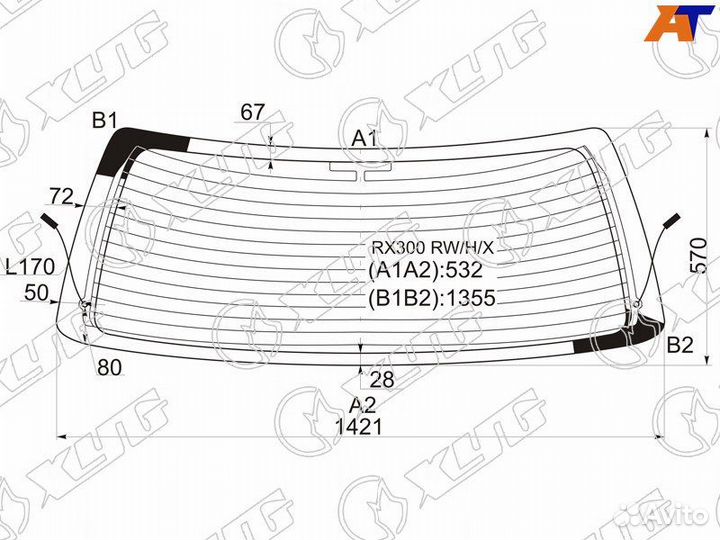 Стекло заднее Lexus RX 300