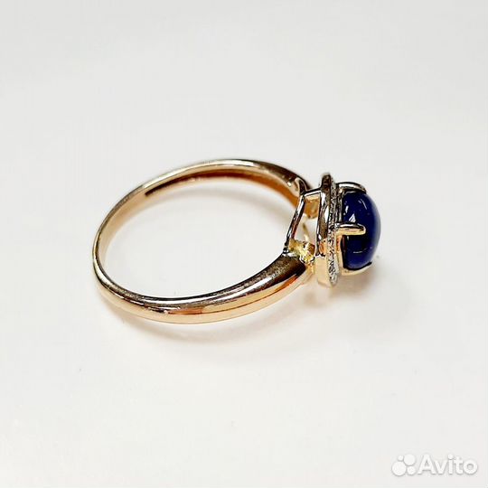 Золотое кольцо с сапфиром и бриллиантами