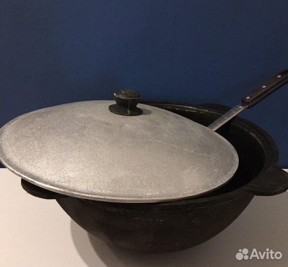 Казан чугунный узбекский с крышкой для плова