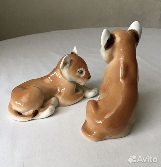 Львята, фарфор, СССР, 60-е, лфз
