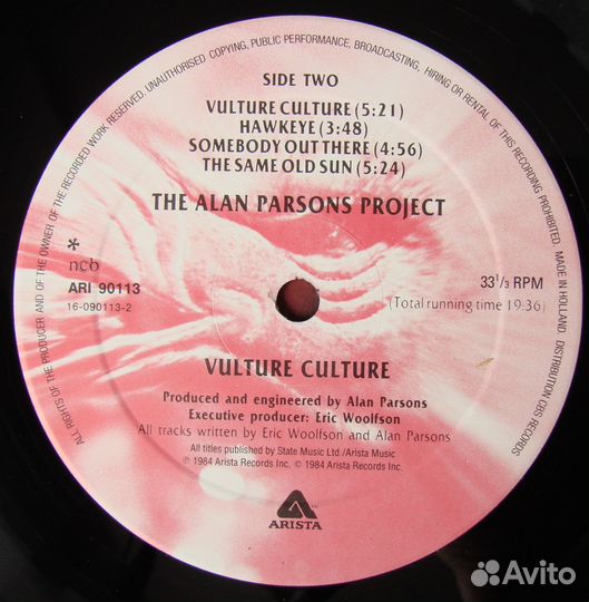 THE alan parsons project - vulture culture / 1984