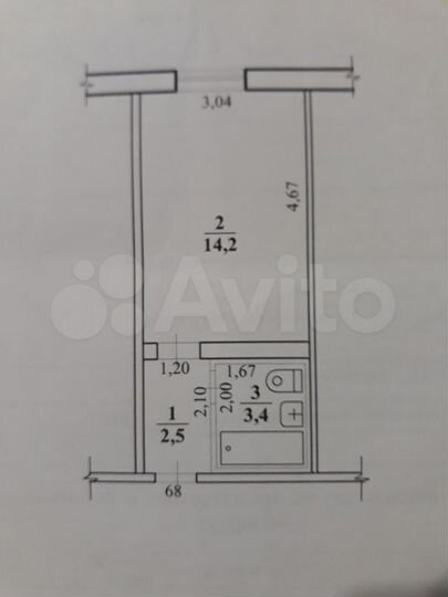Квартира-студия, 20,1 м², 2/5 эт.