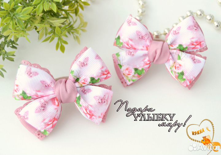 Яркие бантики для дочек, резинки для волос