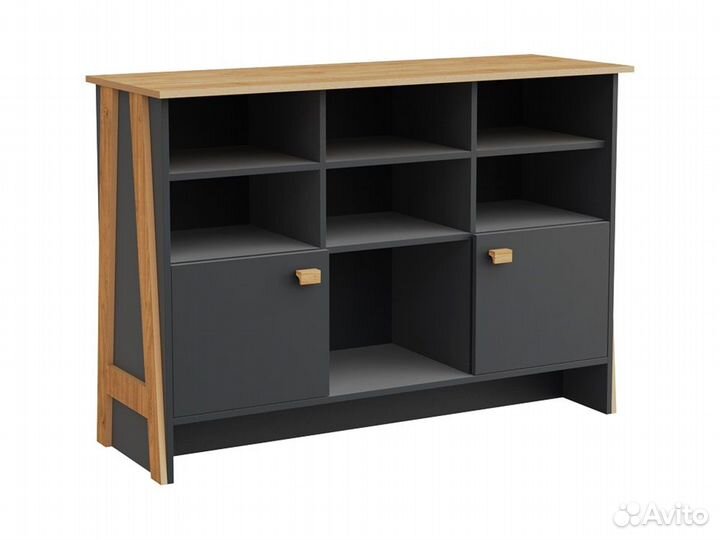 Тумба 2Д скандинавия, Графит + Дуб Наварра