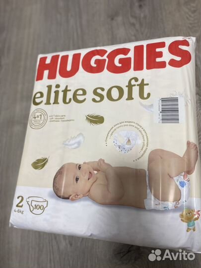 Подгузники huggies elite soft 2 (4-6кг) 100шт