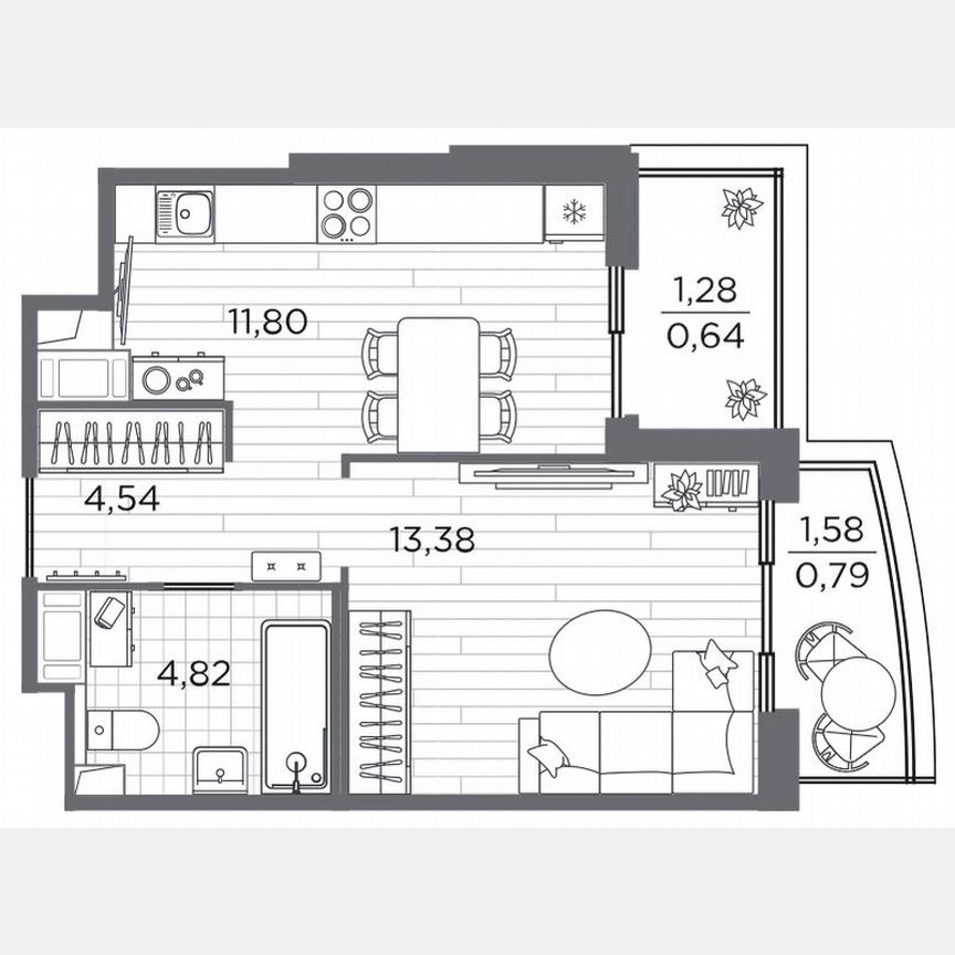 1-к. квартира, 36,4 м², 11/13 эт.