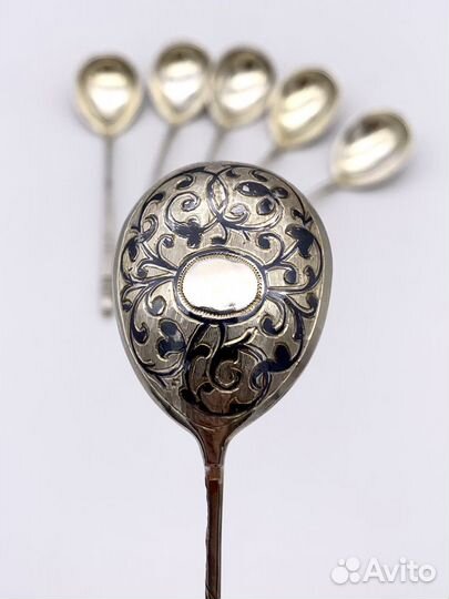 Серебряные чайные ложки 84 проба набор 6 штук