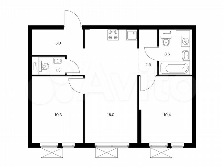 2-к. квартира, 51,1 м², 6/33 эт.