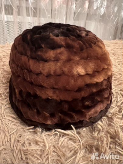 Мутоновая вчзаная шапка