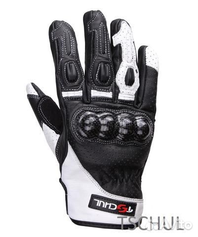 Перчатки мотоциклетные tschul 316 черно-белые