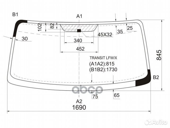 Стекло лобовое Ford Transit 85-00 transit LFW/X