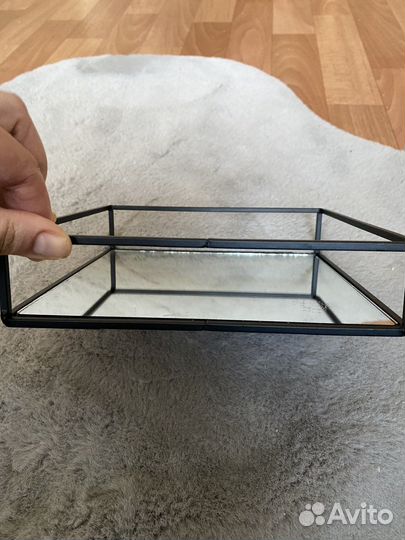 Поднос декоративный зеркальный черный квадратный