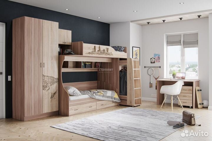 Стол письменный Орион Ясень/Дуб Сонома 112x75x60