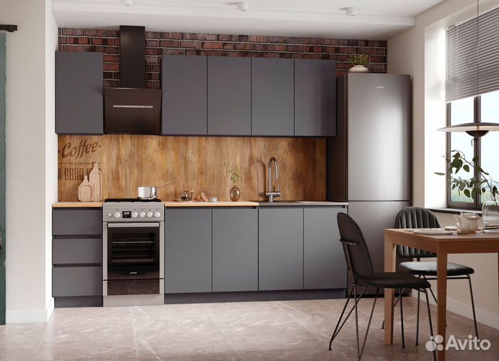 Кухня Мори 2м Графит стиль Икеа