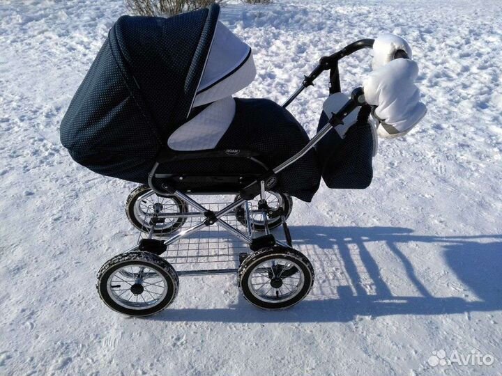 Коляска 2 в 1 Roan Emma хром синий