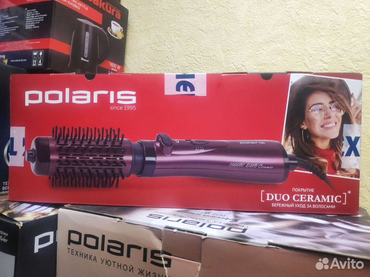 Фен-щётка Polaris PHS 1020RK бордовый/чёрный Новый