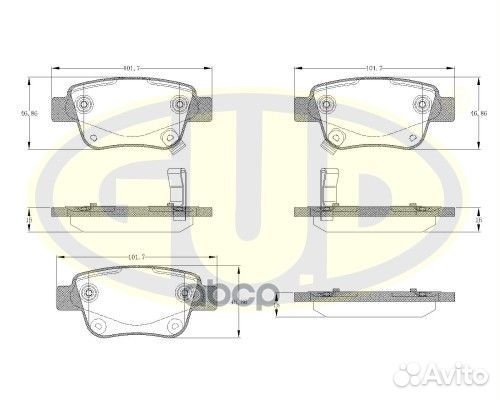 Колодки тормозные дисковые зад GBP104702 G.U.D