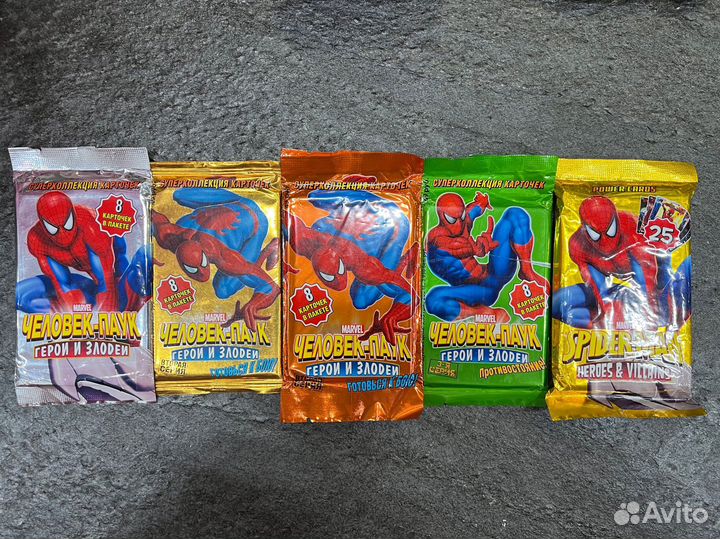 Бустеры Карточки Человек Паук Герои и Злодеи