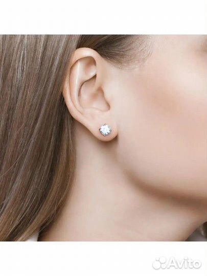 Серьги пусеты серебро топаз