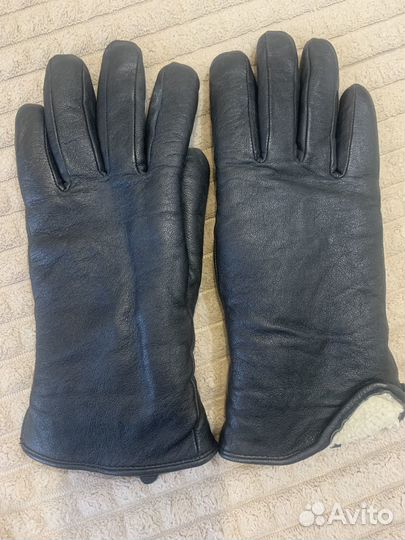 Кожаные теплые перчатки женские