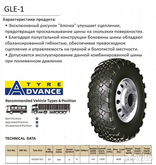 Шины 425/85R21 Advance GLE-1 22PR