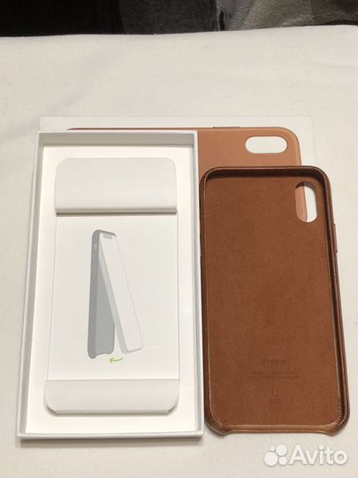 Чехол Apple Leather Case для iPhone X/Хs (коричн)