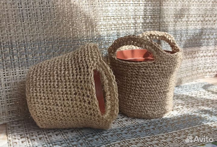 Кашпо из джута