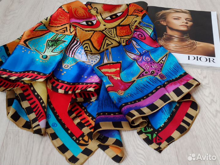 Шелковый платок бирюзовый