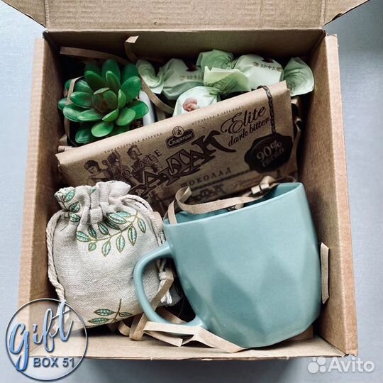 Подарочный бокс «Nature» кружка, суккулент, кофе