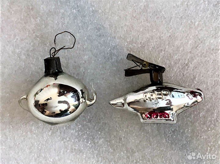 Игрушки елочные СССР дирижабль чайник шишки