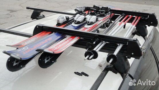 Багажник на крышу для лыж и сноубордов на замке