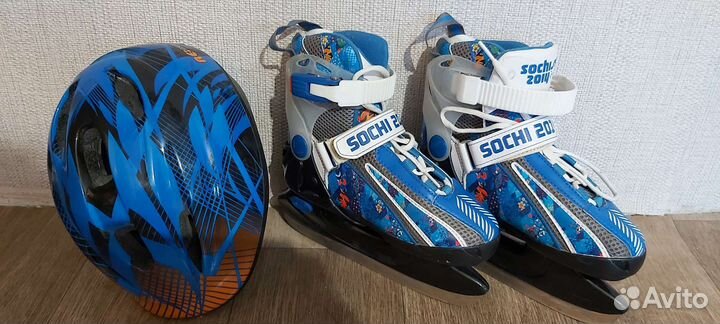 Коньки раздвижные 32-35 р шлем