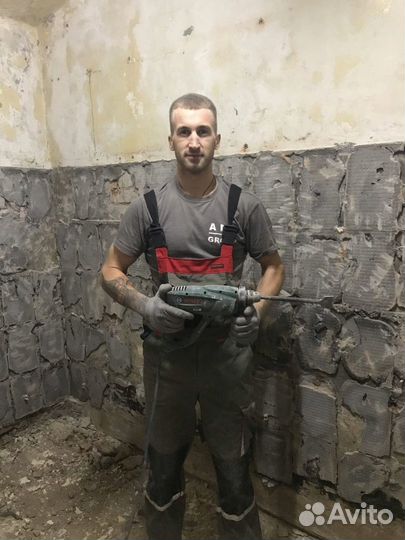 Демонтаж пола стен/демонтажные работы Вывоз мусора