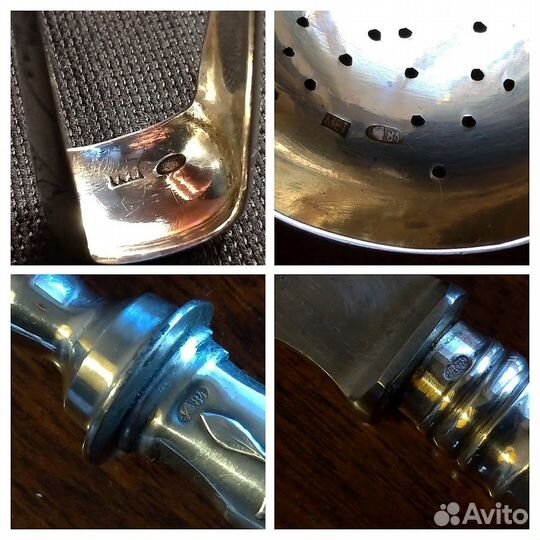 Старинные антикварные столовые приборы серебро 84