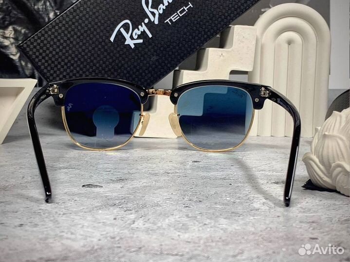 Очки Ray Ban Clubmaster золотые