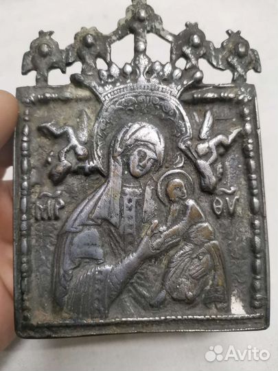 Меднолитная икона страстная богородица (Ч)