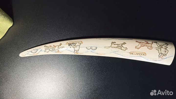 Клык моржа имитация с рисунком, длинна 32см