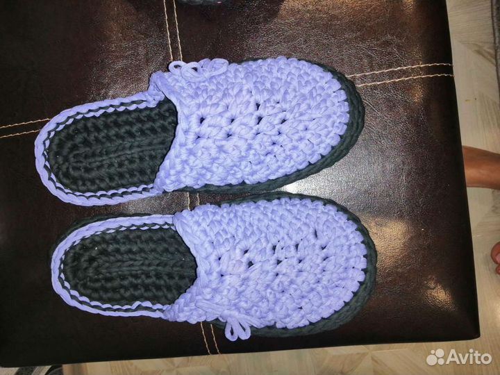 Домашние тапочки вязаные