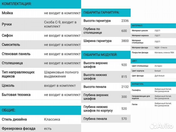 Готовая кухня Лондон дуб бел. в наличии и на заказ