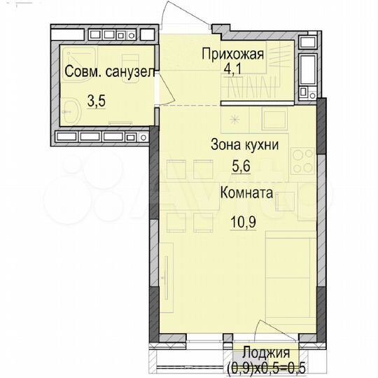 Квартира-студия, 24,6 м², 13/18 эт.