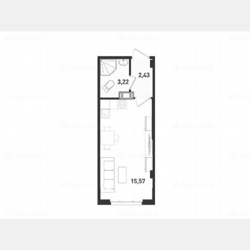 Квартира-студия, 22,5 м², 14/18 эт.