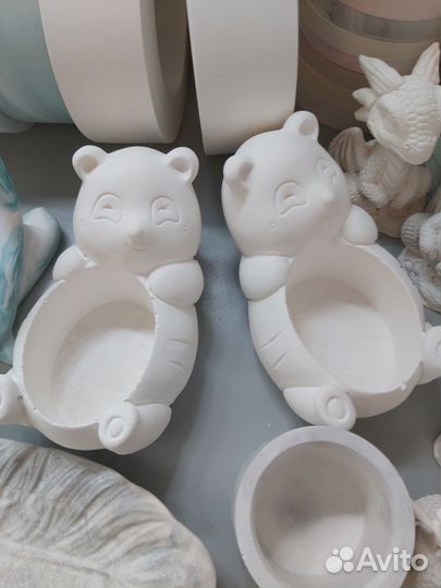 Кашпо панда из гипса