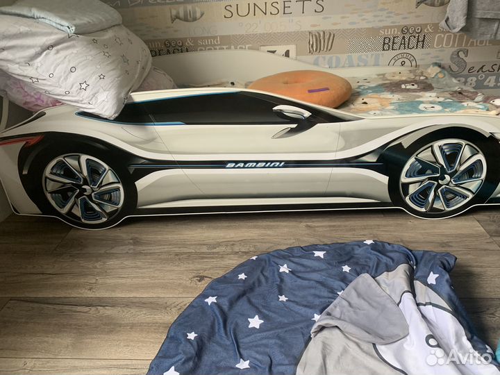 Детская кровать машина с матрасом