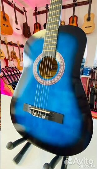 Гитара классическая синяя. Новая+подарки