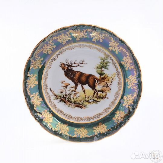 Чашка чайная. Охота зеленая Queen's Crown Чехия