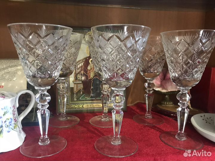 Хрустальные фужеры бокалы СССР 19,5 см