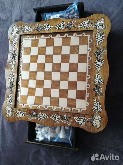 Шахматы нарды шашки 3в1 ручной работы