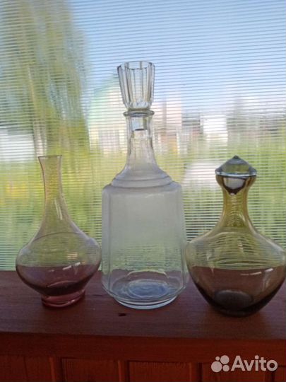 Графин, вазочка цветное стекло СССР